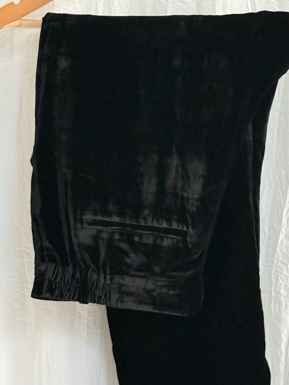 NWT Garnet Hill Silk Blend Velvet Pants 10 Black Straight Leg Holiday Trousers